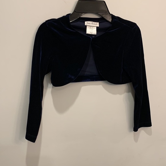 Jona Michelle Girls Silver & Blue Dress with matching bolero jacket Size 5 - Picture 7 of 10